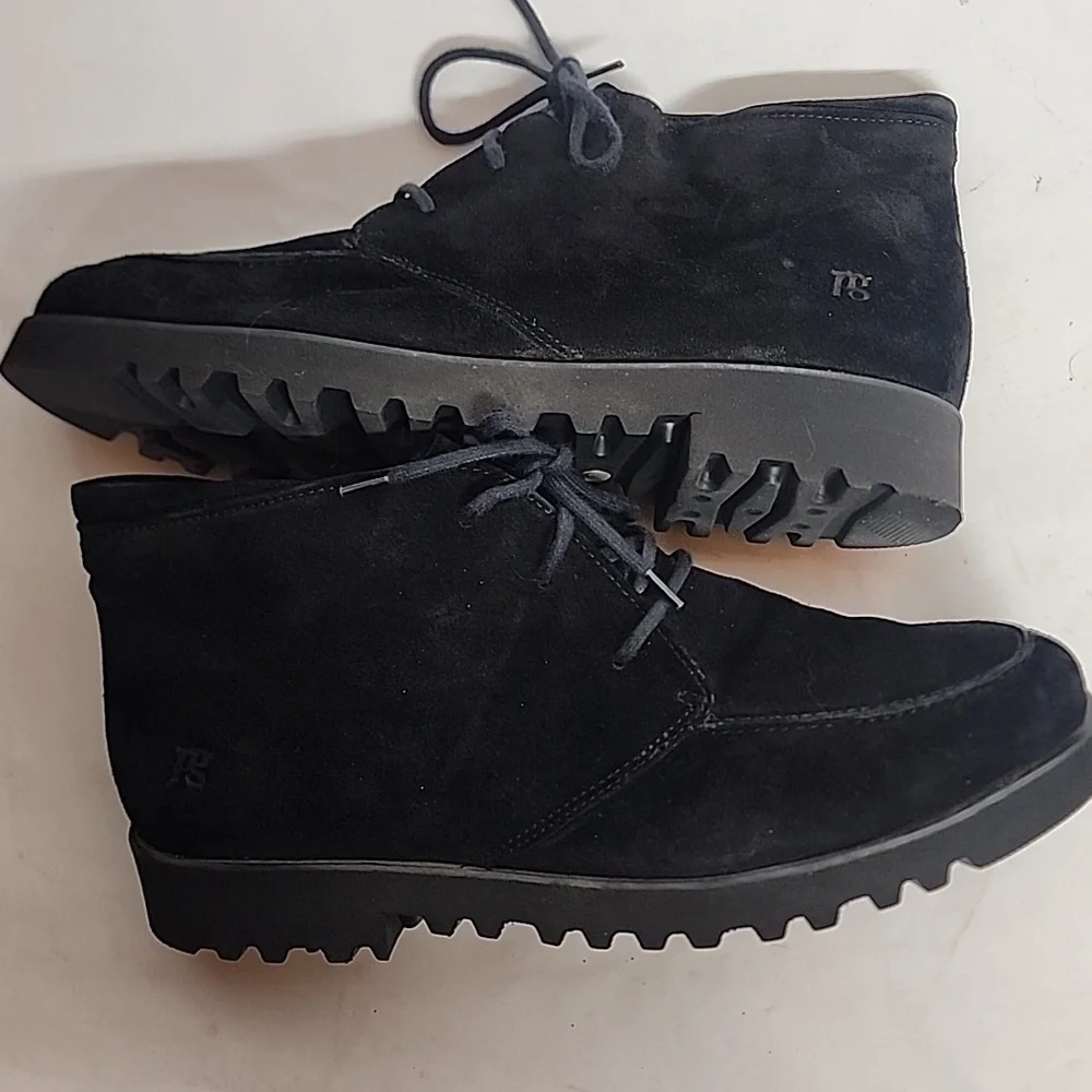 Paul Green Black Suede Chukka Ankle Boots Made In Austria Sz 7 US 9.5-10 Womens